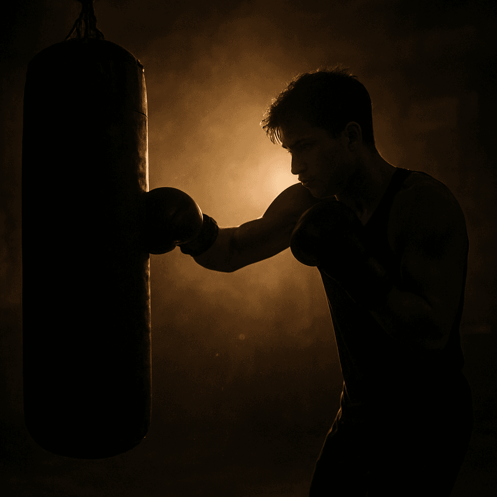 A boxer training